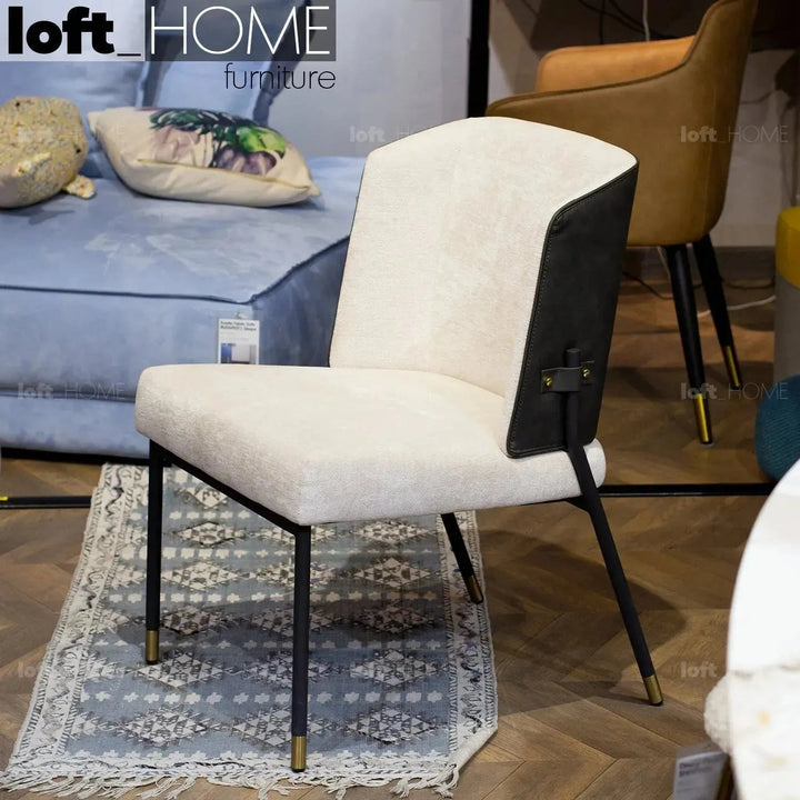 Modern Fabric And Leather Dining Chair METAL MAN N15