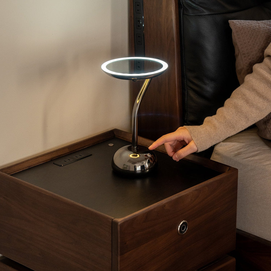 Modern led dressing mirror moon in panoramic view.