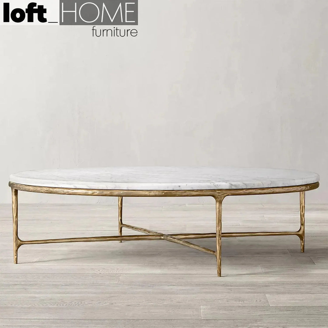 Minimalist marble coffee table thaddeus round in real life style.