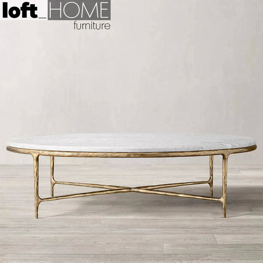 Minimalist marble coffee table thaddeus round primary product view.