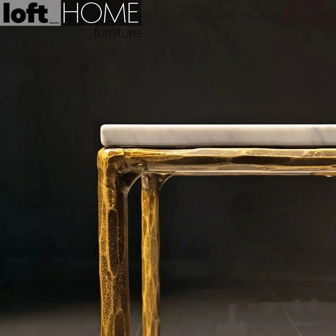 Minimalist marble coffee table thaddeus square layered structure.