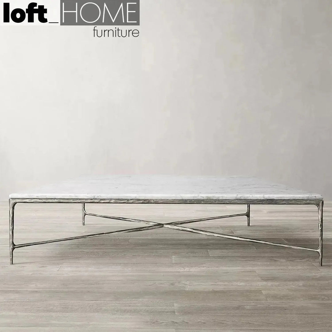Minimalist marble coffee table thaddeus square in real life style.