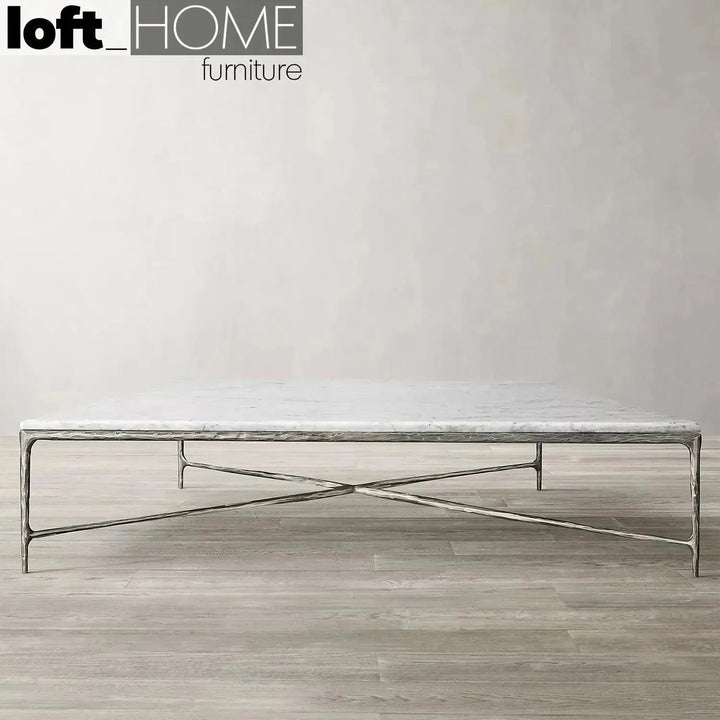 Minimalist marble coffee table thaddeus square in real life style.