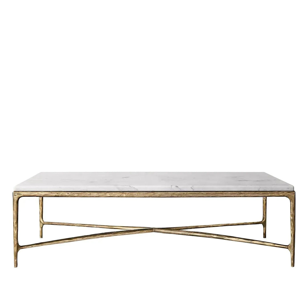 Minimalist marble coffee table thaddeus square in white background.