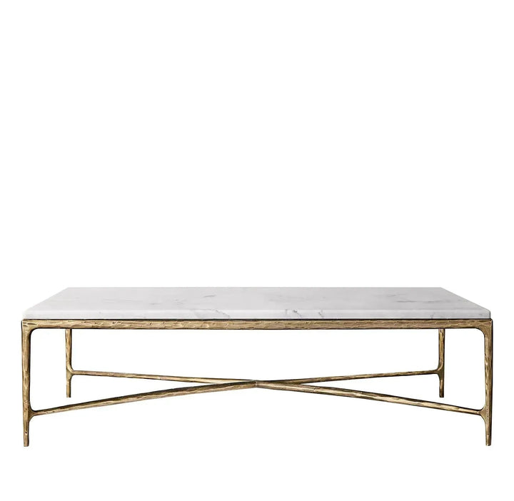 Minimalist marble coffee table thaddeus square in white background.