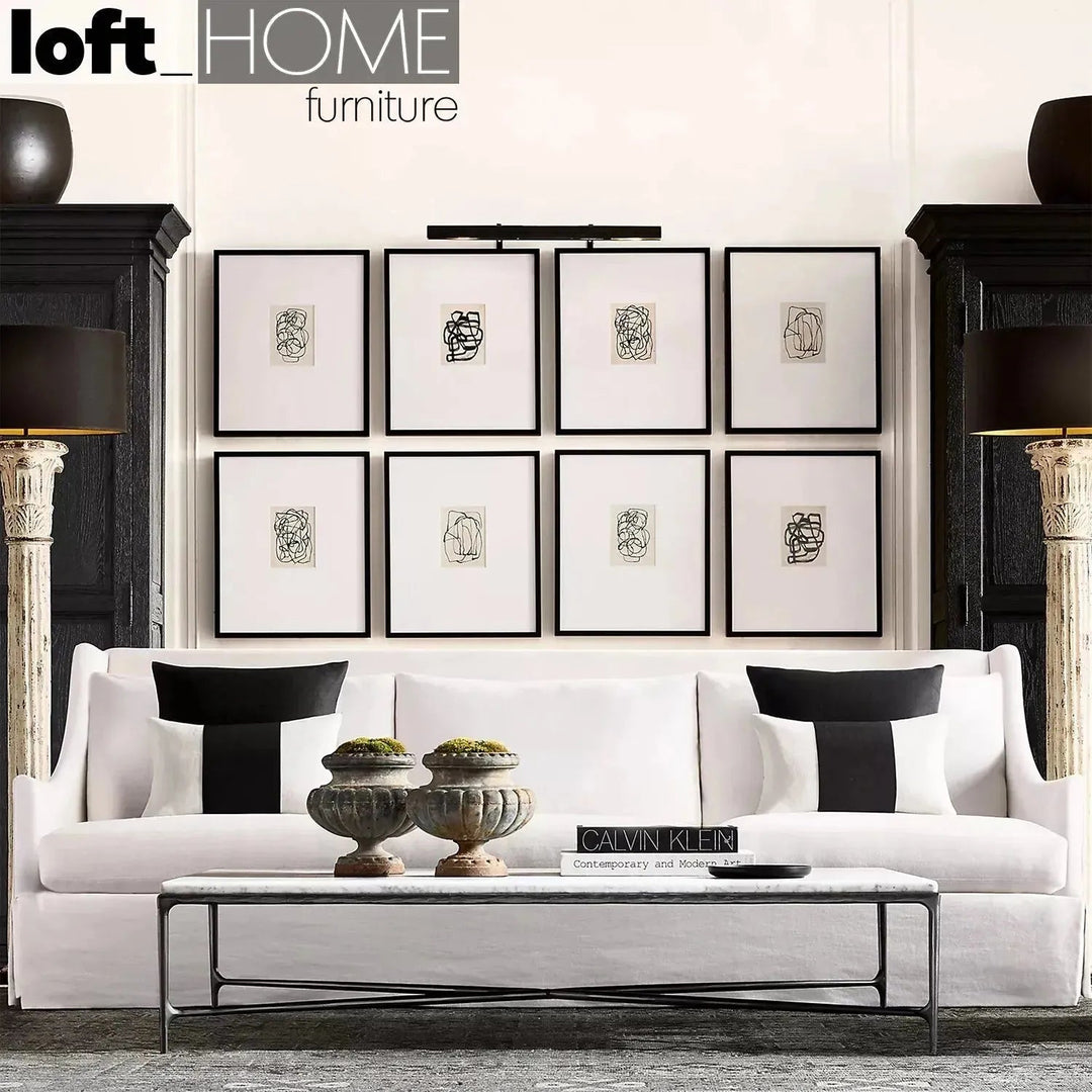 Minimalist marble coffee table thaddeus in still life.