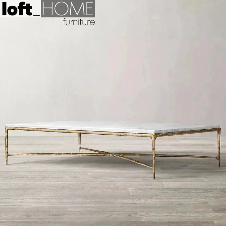 Minimalist marble coffee table thaddeus in close up details.