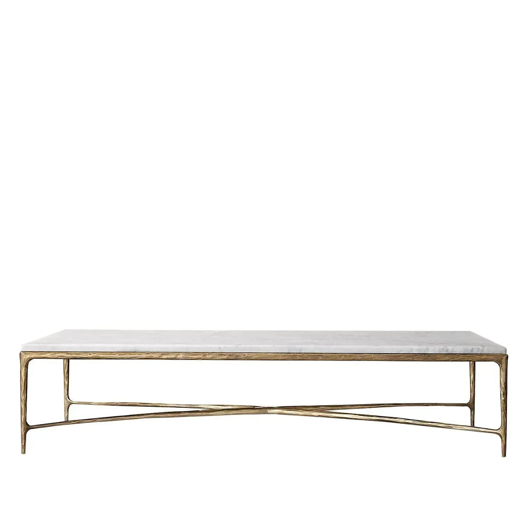 Minimalist marble coffee table thaddeus in white background.