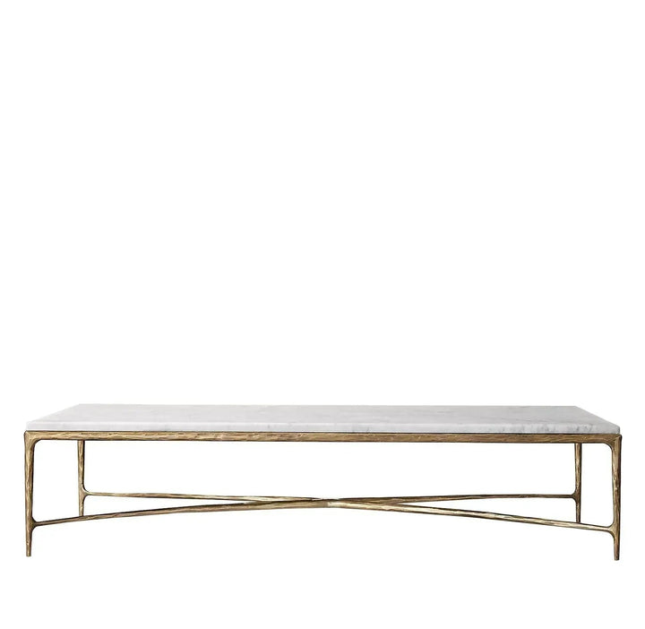Minimalist marble coffee table thaddeus in white background.