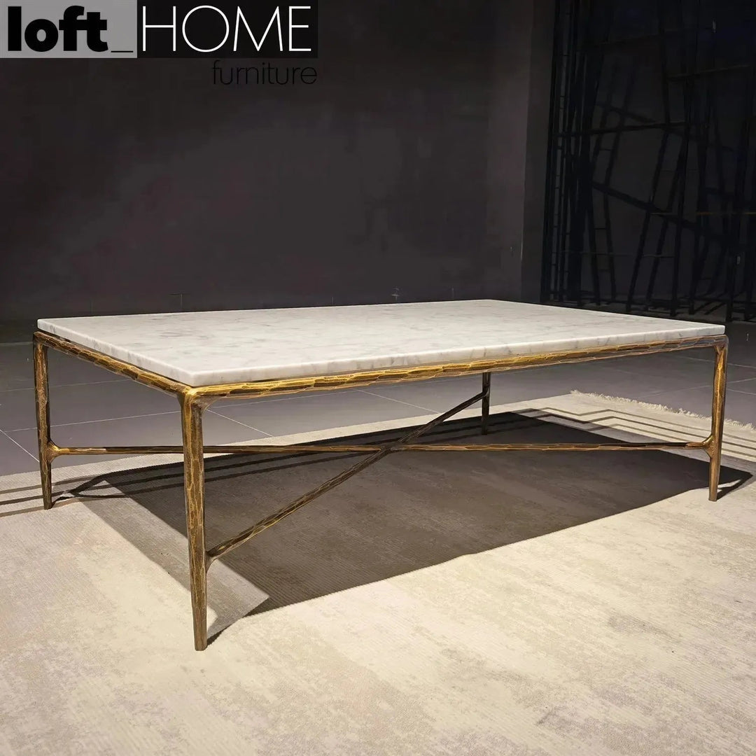 Minimalist marble coffee table thaddeus layered structure.