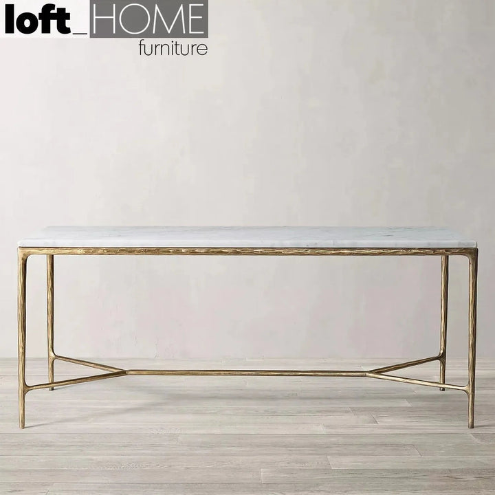 Minimalist marble dining table thaddeus primary product view.