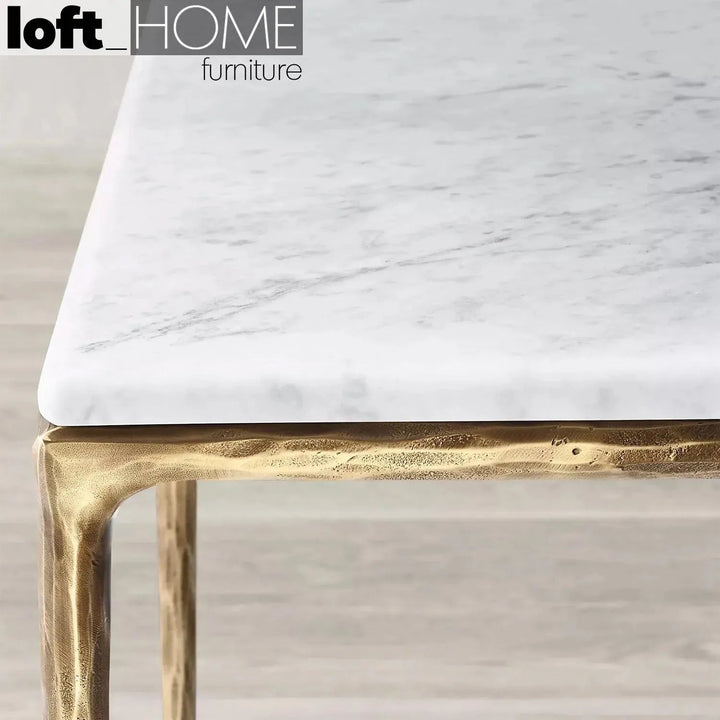 Minimalist marble dining table thaddeus in still life.