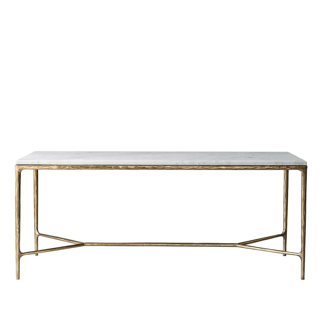 Minimalist marble dining table thaddeus in white background.