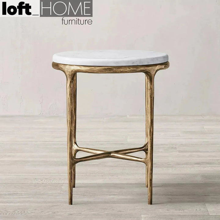 Minimalist marble side table thaddeus round primary product view.