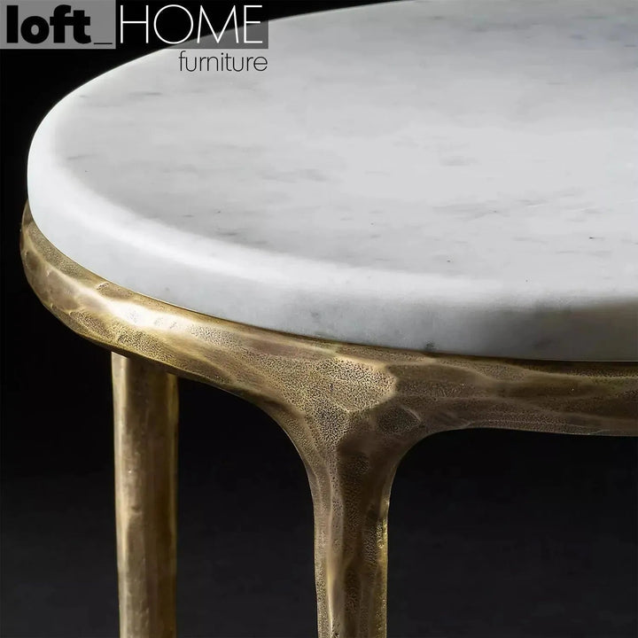 Minimalist marble side table thaddeus round layered structure.