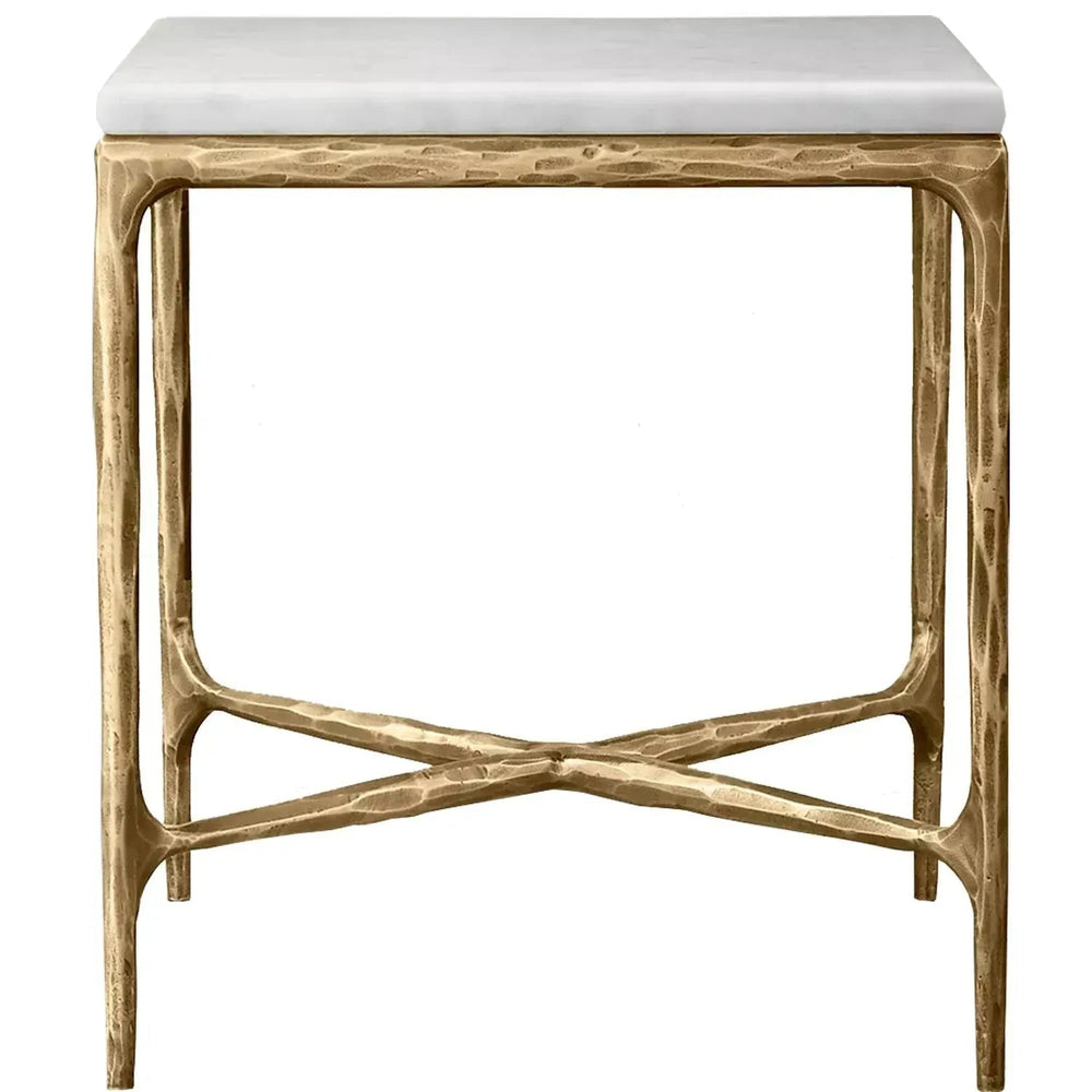 Minimalist marble side table thaddeus square in white background.