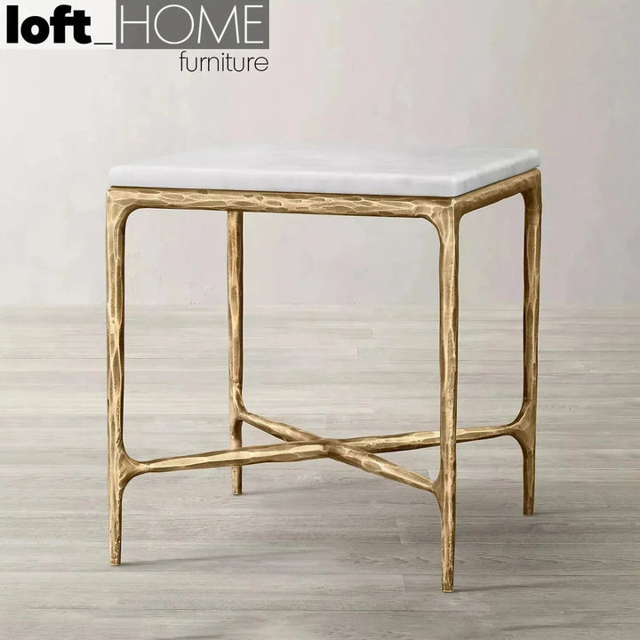 Minimalist marble side table thaddeus square in still life.