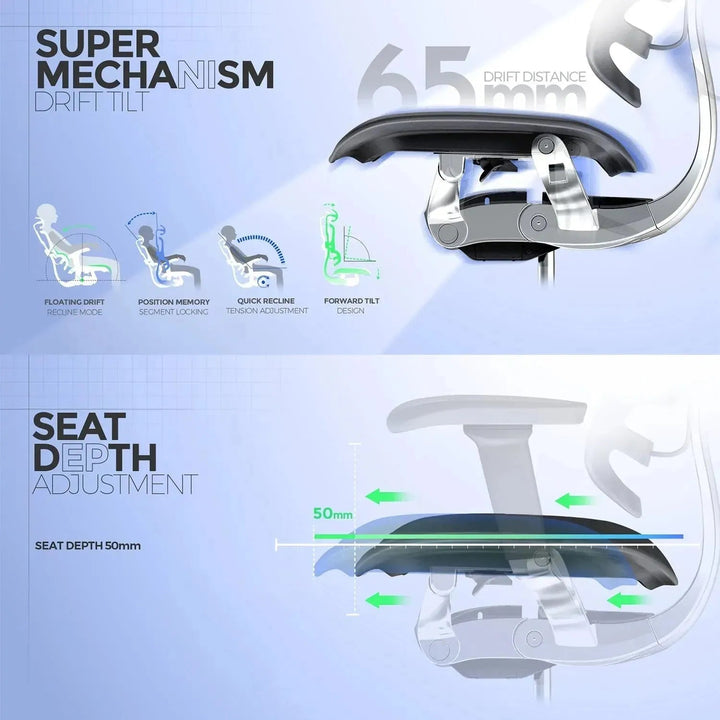 Modern Mesh Ergonomic Office Chair Grey Frame ERGOHUMAN E2