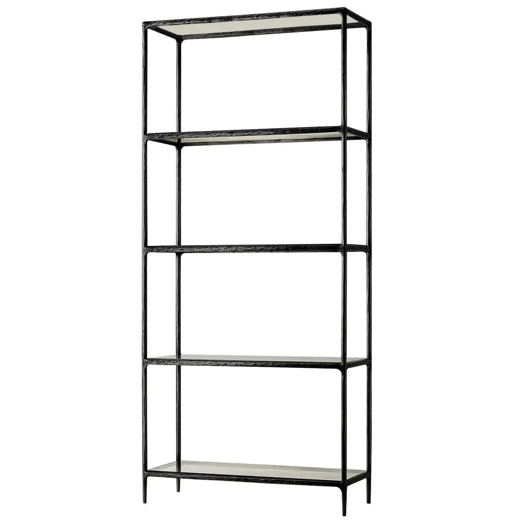 Minimalist metal tempered glass display shelf thaddeus detail 1.