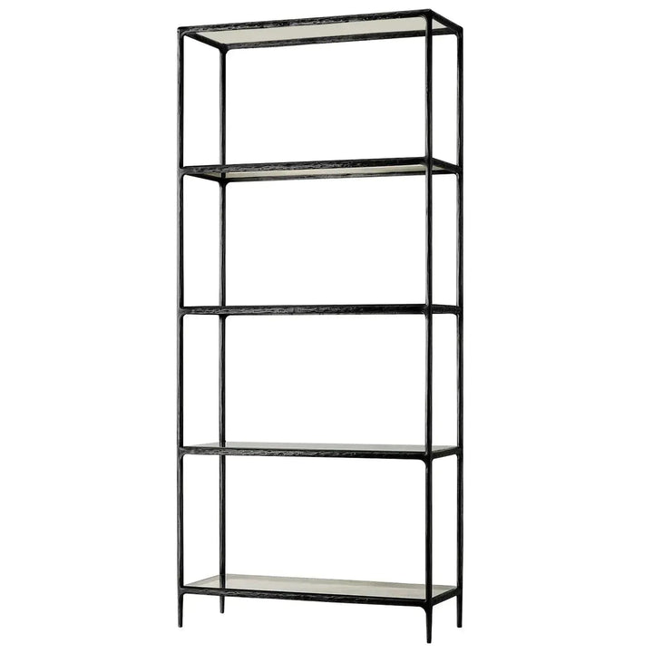Minimalist metal tempered glass display shelf thaddeus detail 1.
