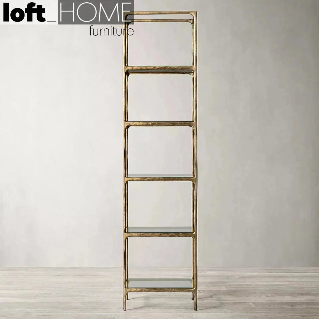 Minimalist metal tempered glass display shelf thaddeus detail 4.