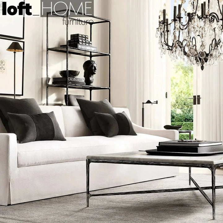 Minimalist metal tempered glass display shelf thaddeus in still life.