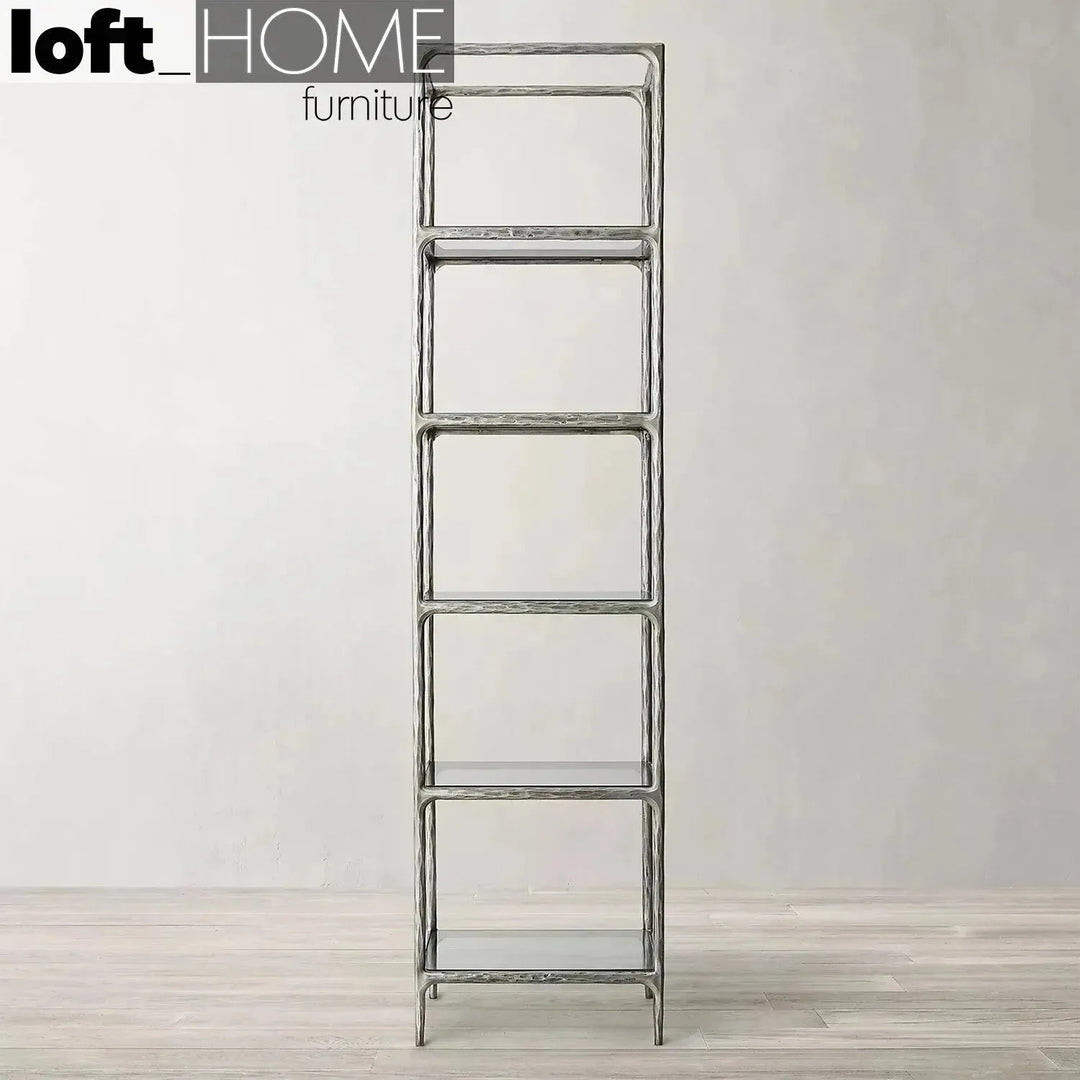 Minimalist metal tempered glass display shelf thaddeus detail 5.