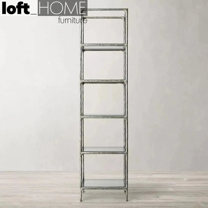 Minimalist metal tempered glass display shelf thaddeus detail 5.