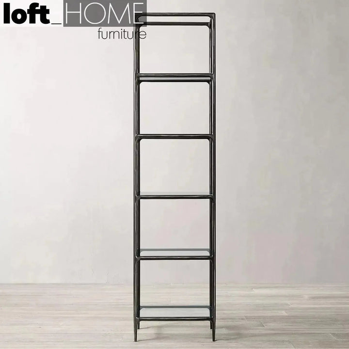 Minimalist metal tempered glass display shelf thaddeus detail 6.