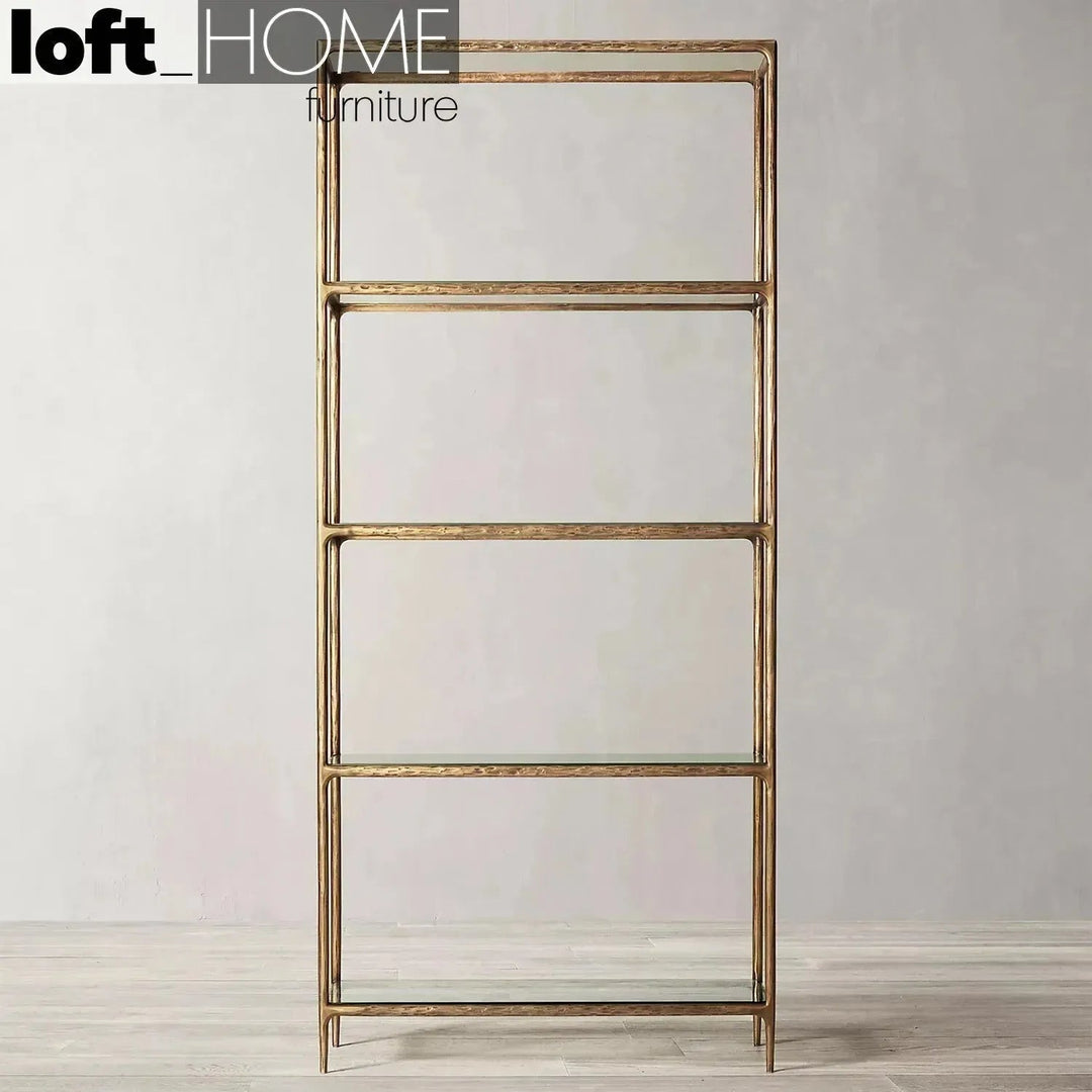 Minimalist metal tempered glass display shelf thaddeus primary product view.