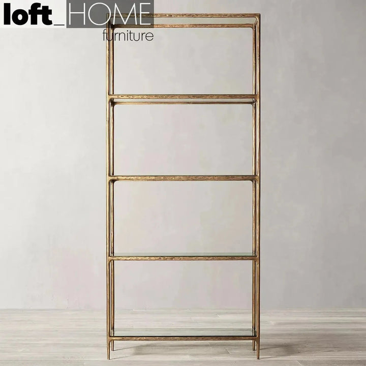 Minimalist metal tempered glass display shelf thaddeus primary product view.