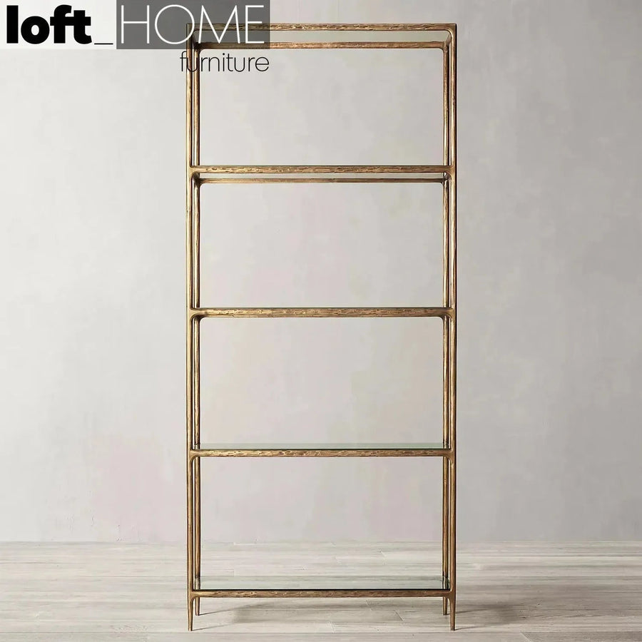 Minimalist metal tempered glass display shelf thaddeus primary product view.