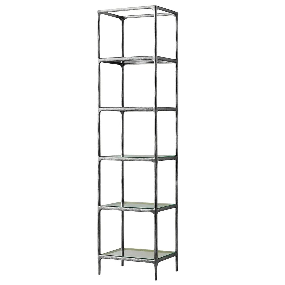 Minimalist metal tempered glass display shelf thaddeus detail 9.