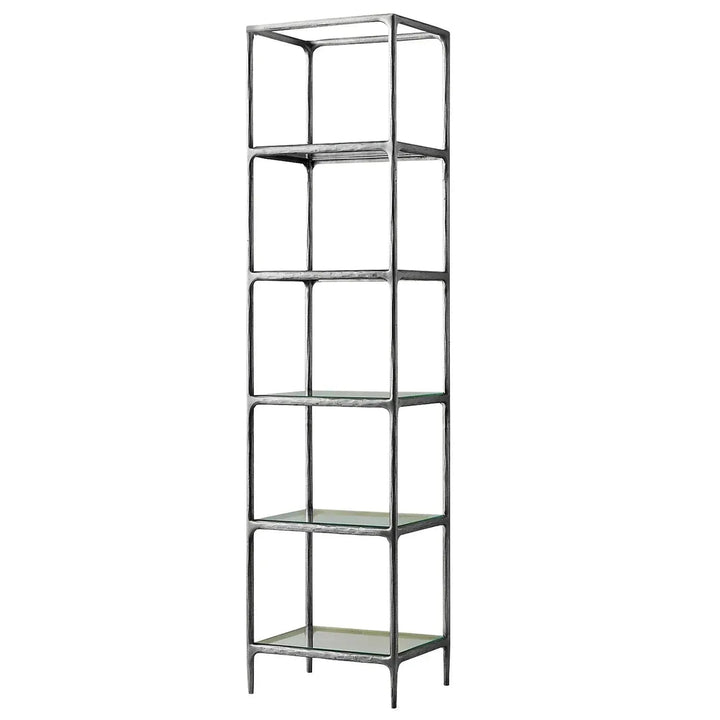 Minimalist metal tempered glass display shelf thaddeus detail 9.