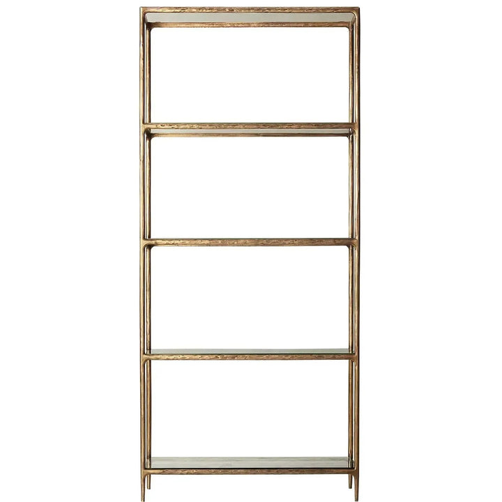 Minimalist metal tempered glass display shelf thaddeus in white background.