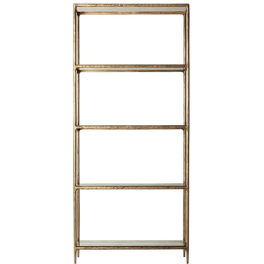 Minimalist metal tempered glass display shelf thaddeus in white background.
