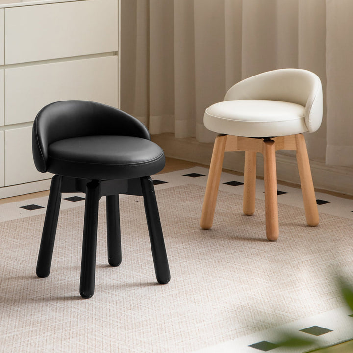 Modern microfiber fiber leather dressing chair pea in close up details.
