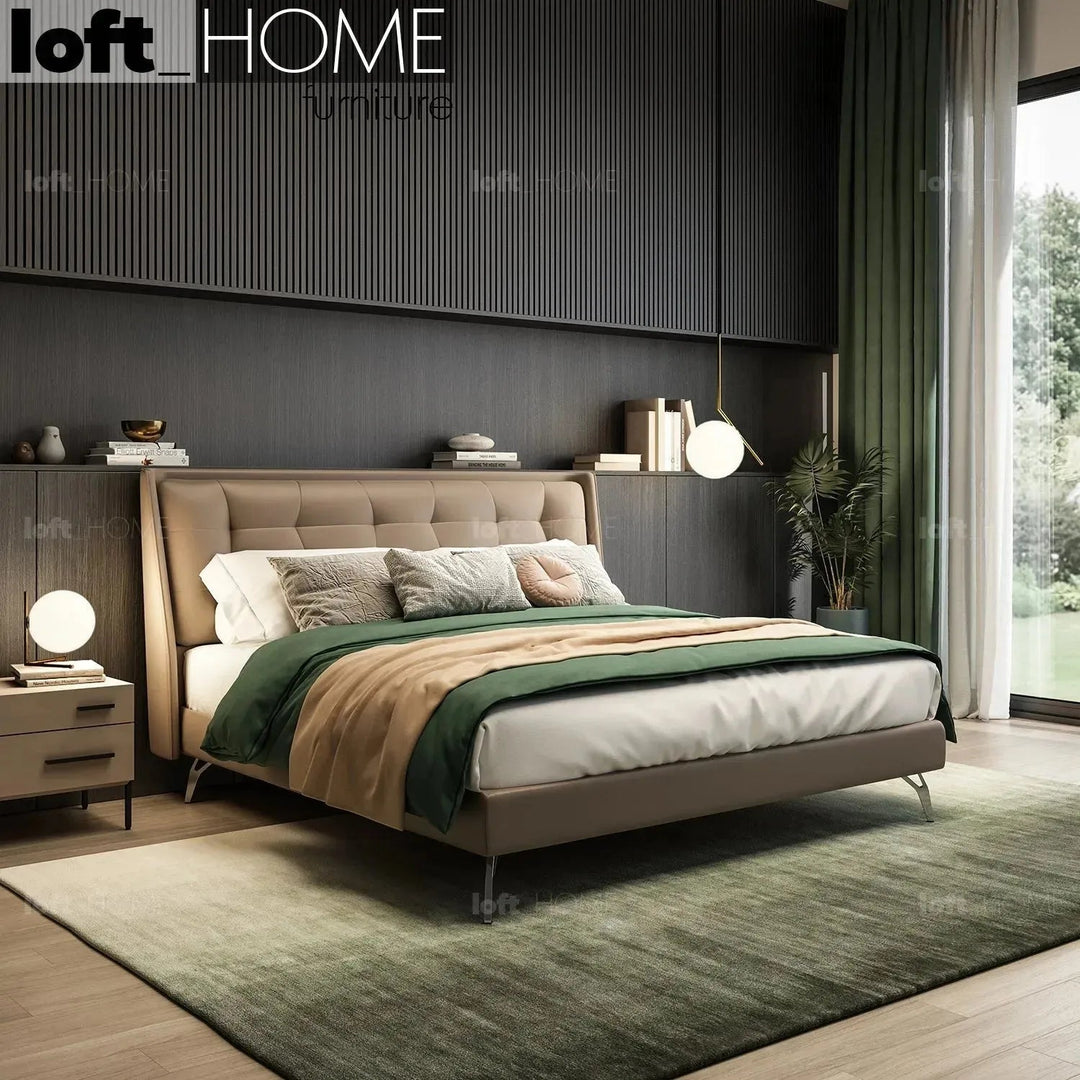Modern Microfiber Leather Bed BESLEY