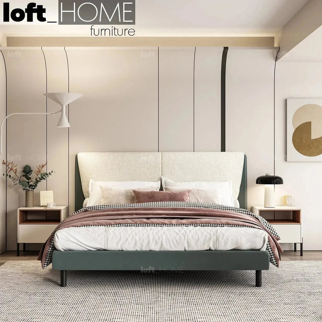 Cream Microfiber Leather Bed KEANU