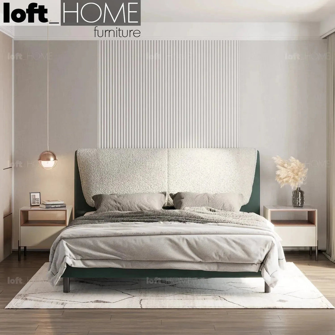 Cream Microfiber Leather Bed KEANU