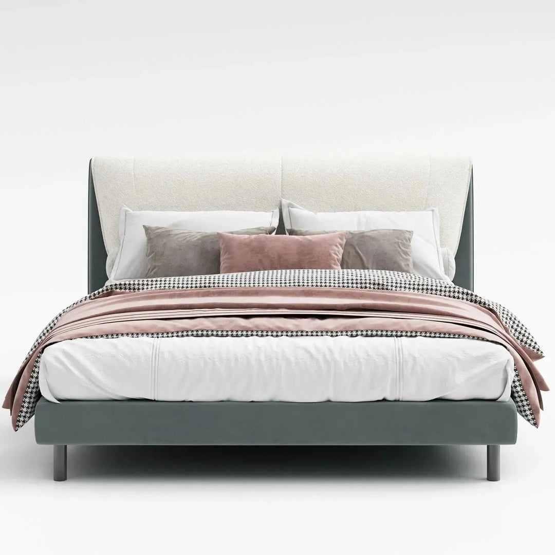 Cream Microfiber Leather Bed KEANU