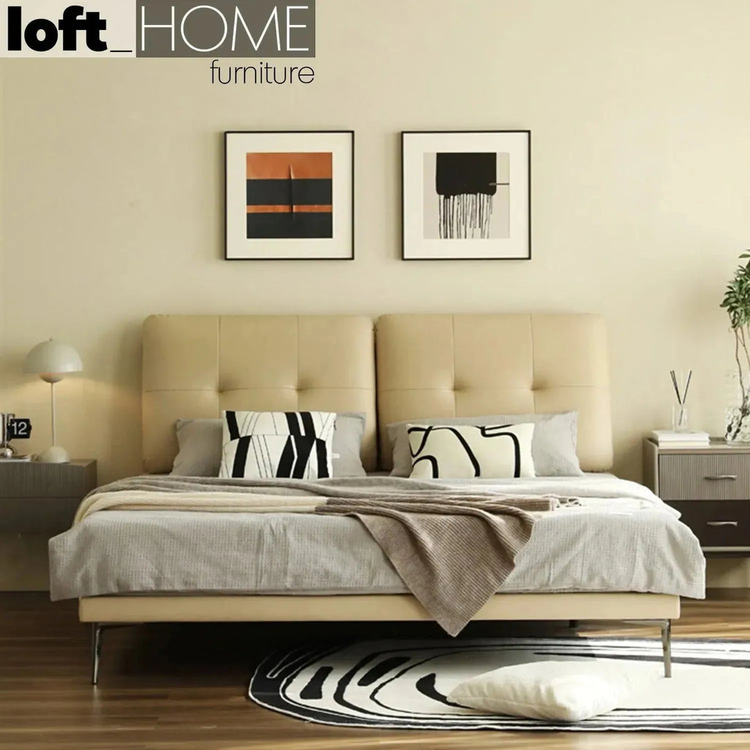 Modern Microfiber Leather Bed POOLE