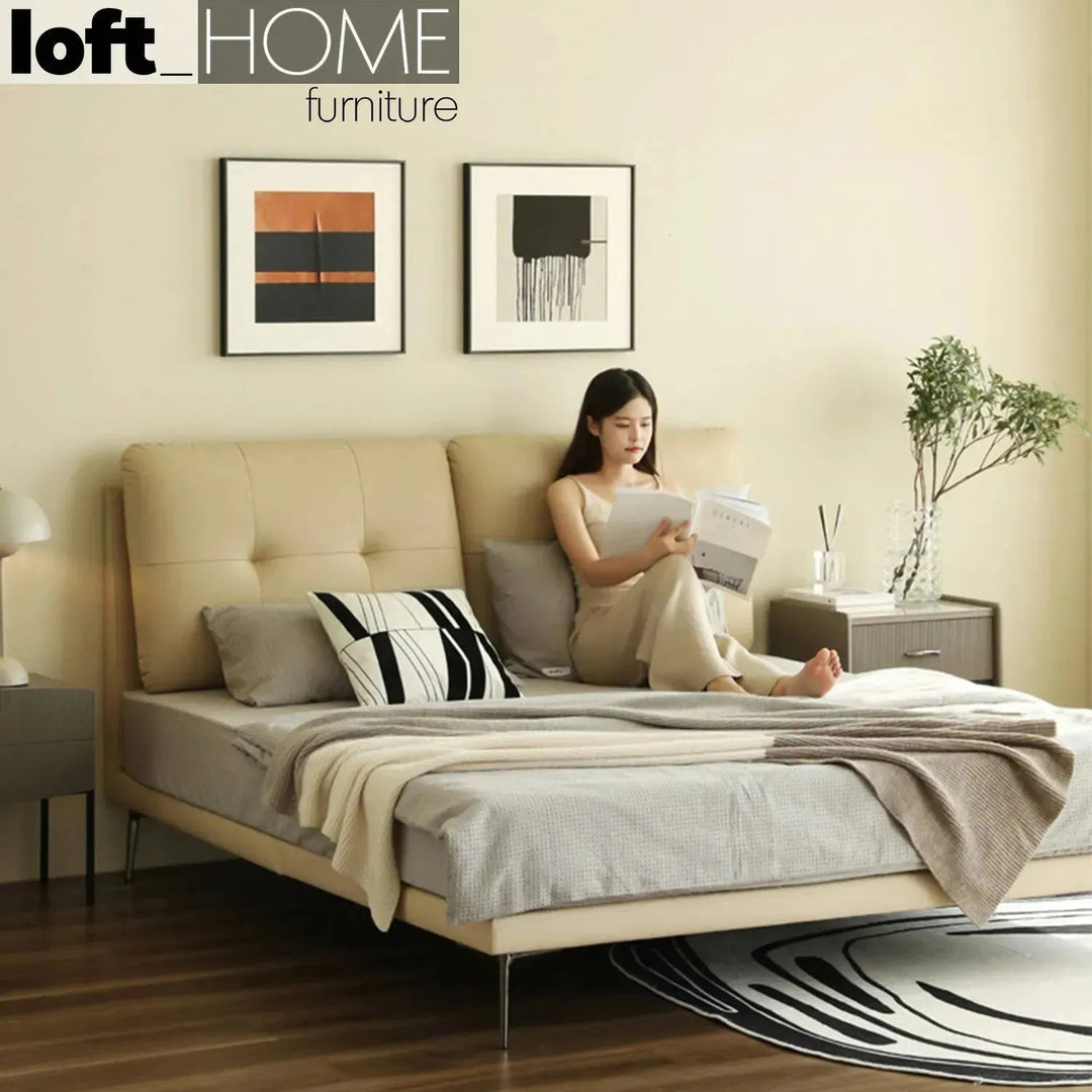 Modern Microfiber Leather Bed POOLE