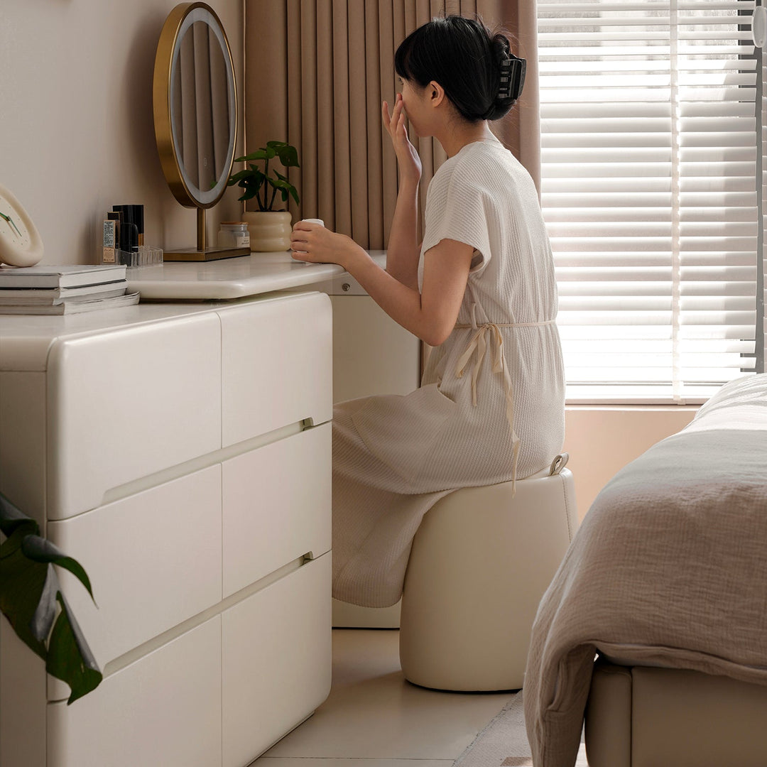 Modern microfiber leather dressing stool pudding size charts.