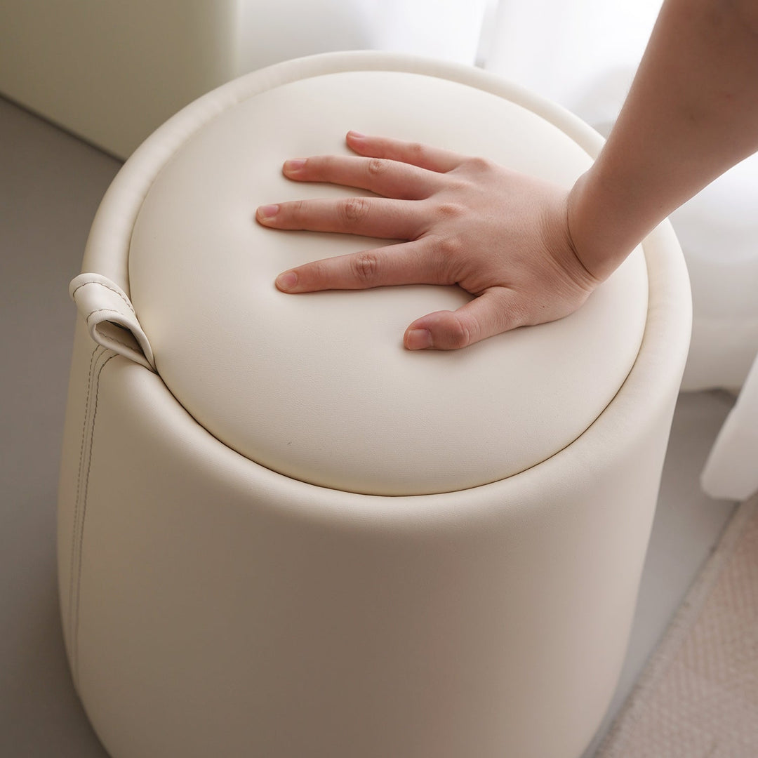 Modern microfiber leather dressing stool pudding in panoramic view.