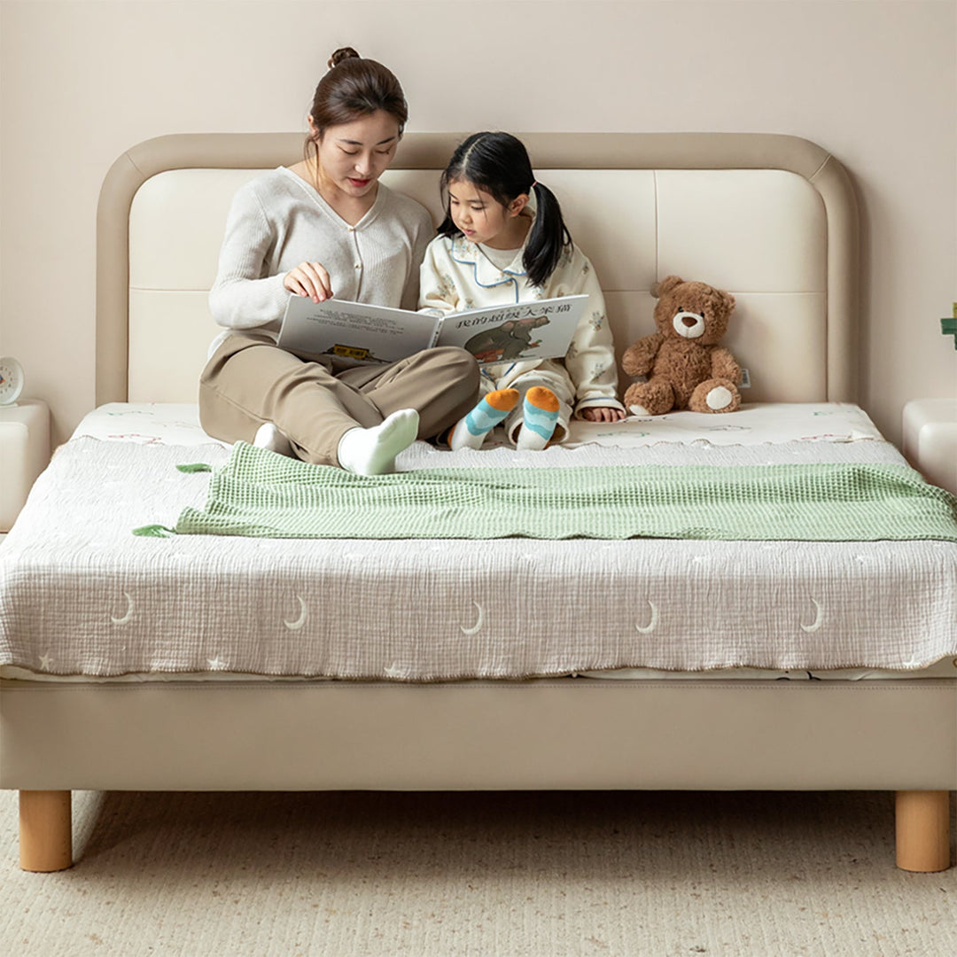 Modern microfiber leather kids bed cradle material variants.
