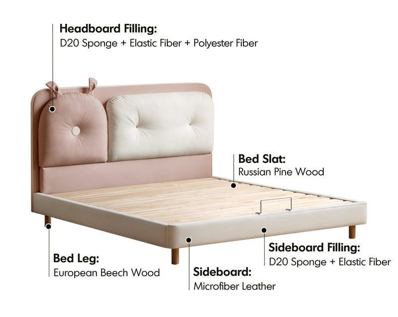 more material details of Modern Microfiber Leather Kids Bed ELORA