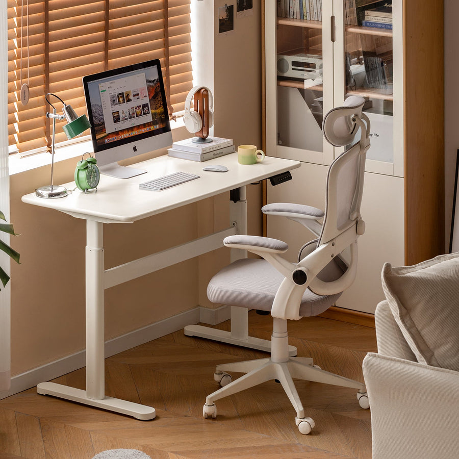 Modern rubber wood electric height adjustable study table oracle primary product view.