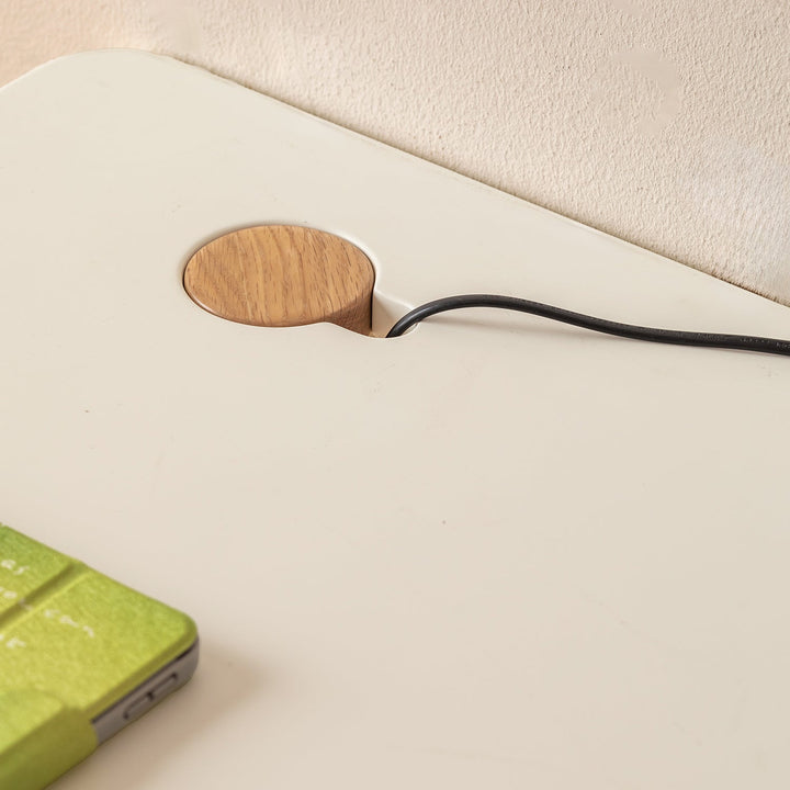 Modern rubber wood electric height adjustable study table oracle in close up details.