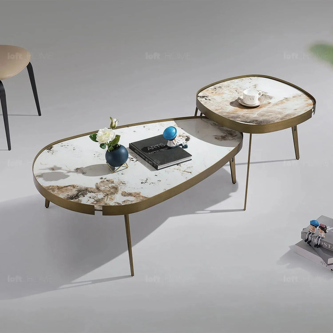 Modern Sintered Stone Coffee Table 2pcs Set LUMIERE BRONZE